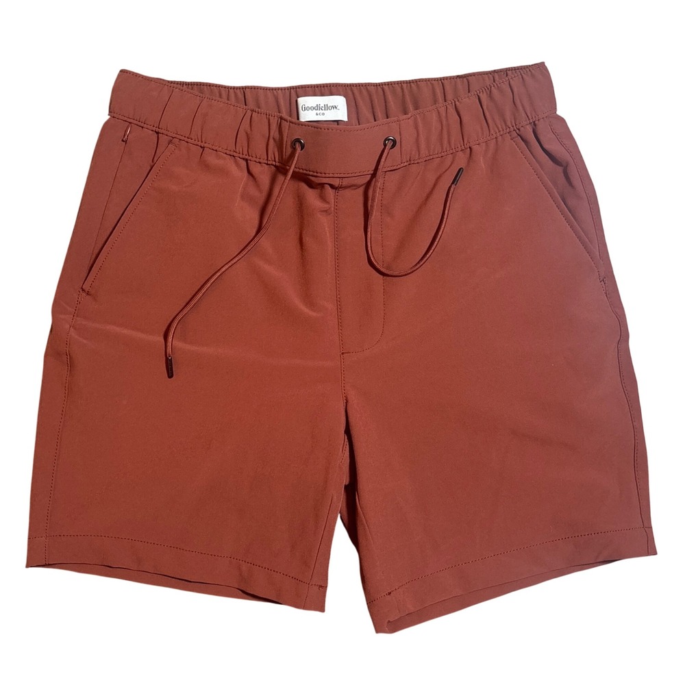 Goodfellow & Co Tech Shorts Size M Rust Orange Elastic Waist Drawstring
